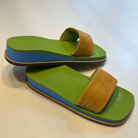 RARE J. Crew Waffle Wedge Slide Sandals Spa Women 6 - Picture 4 of 5